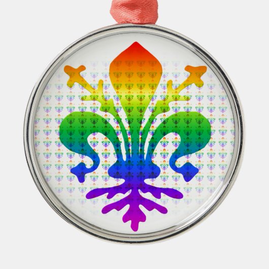 Rainbow Fleur-de-lis Ornament Aus Metall (Vorne)