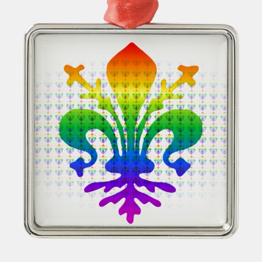 Rainbow Fleur-de-lis Ornament Aus Metall (Vorne)