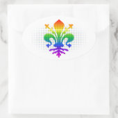 Rainbow Fleur-de-lis Ovaler Aufkleber (Tasche)