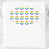 Rainbow Fleur-de-lis Ovaler Aufkleber (Tasche)