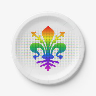 Rainbow Fleur-de-Lis Pappteller
