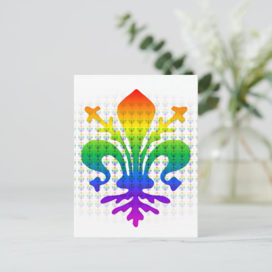 Rainbow Fleur-de-lis Postkarte (Stehend Vorderseite)