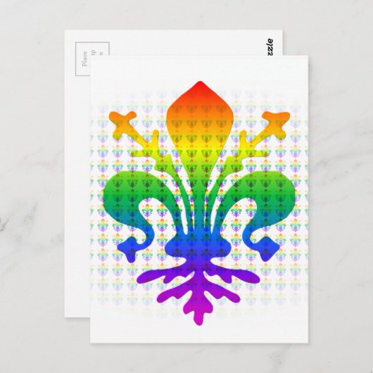 Rainbow Fleur-de-lis Postkarte (Vorne/Hinten)