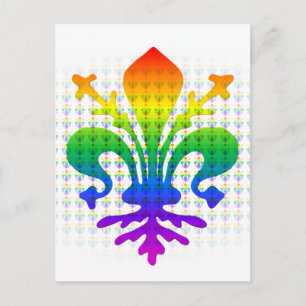 Rainbow Fleur-de-lis Postkarte
