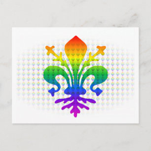 Rainbow Fleur-de-lis Postkarte