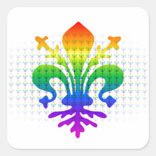 Rainbow Fleur-de-lis Quadratischer Aufkleber