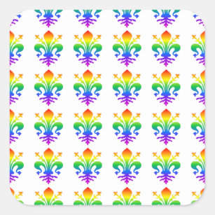 Rainbow Fleur-de-lis Quadratischer Aufkleber