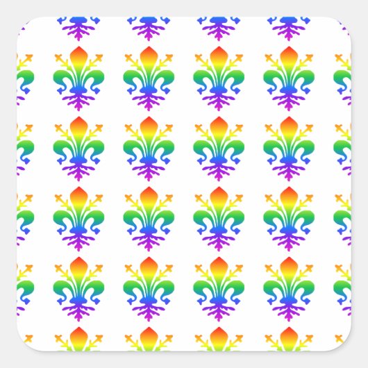 Rainbow Fleur-de-lis Quadratischer Aufkleber (Vorderseite)