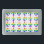 Rainbow Fleur-de-lis Rechteckige Gürtelschnalle<br><div class="desc">Benutzerdefiniertes Regenbogenmotiv. Originelles Design.</div>