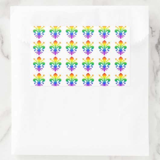 Rainbow Fleur-de-lis Rechteckiger Aufkleber (Tasche)