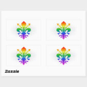 Rainbow Fleur-de-lis Rechteckiger Aufkleber (Blatt)
