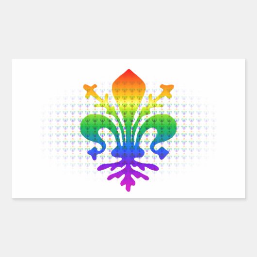 Rainbow Fleur-de-lis Rechteckiger Aufkleber (Vorderseite)