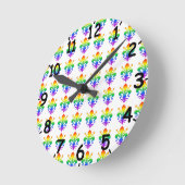 Rainbow Fleur-de-lis Runde Wanduhr (Winkel)