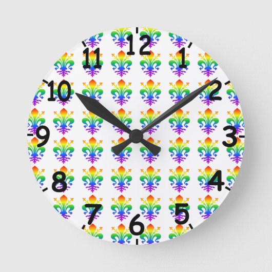 Rainbow Fleur-de-lis Runde Wanduhr (Vorderseite)