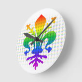 Rainbow Fleur-de-lis Runde Wanduhr (Winkel)