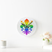 Rainbow Fleur-de-lis Runde Wanduhr (Zuhause)