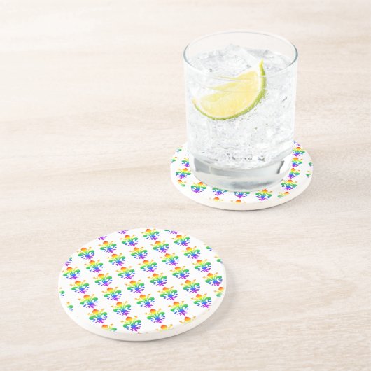 Rainbow Fleur-de-lis Untersetzer (Seite)