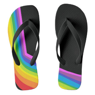 Rainbow Flip Flops Black Thong Sandal mit Regenbog Badesandalen