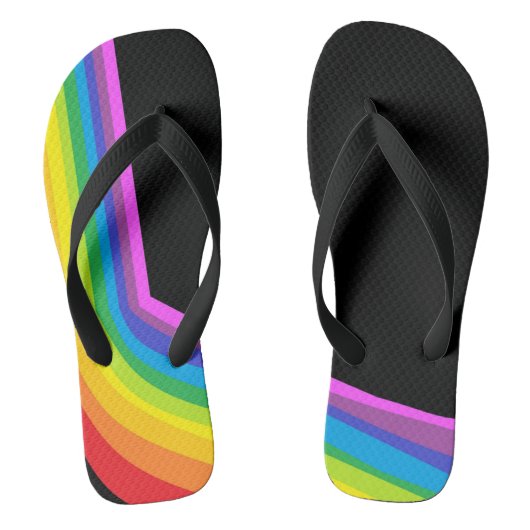 Rainbow Flip Flops Black Thong Sandal mit Regenbog Badesandalen (Fußbett)