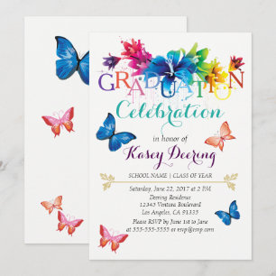 Rainbow Floral Abschluss Feier Einladung