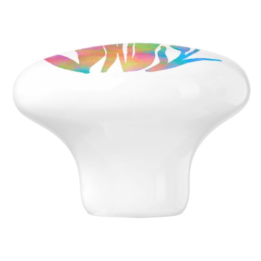 Rainbow Floral Clumps Keramikknauf (Seitenansicht)