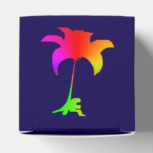 Rainbow Floral Dk Blue Wedding Geschenkschachtel (Oben)