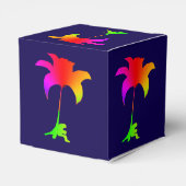 Rainbow Floral Dk Blue Wedding Geschenkschachtel (Rückseite)