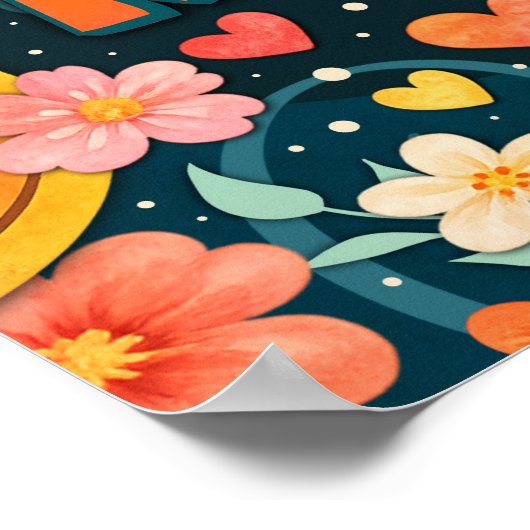 Rainbow Floral Dude Be Kind Inspirivity Poster (Ecke)