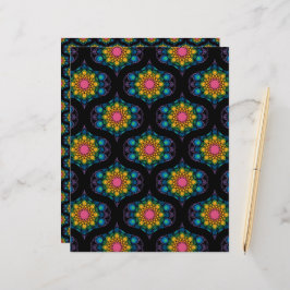 Rainbow Floral Fountain Mandala 1970s Retro Ogee