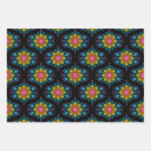 Rainbow Floral Fountain Mandala 1970s Retro Ogee Geschenkpapier Set (Vorderseite)