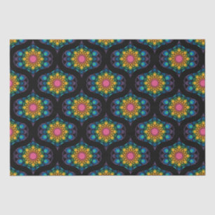 Rainbow Floral Fountain Mandala 1970s Retro Ogee Seidenpapier