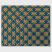 Rainbow Floral Fountain Mandala Diamond Tile Geschenkpapier (Flach)
