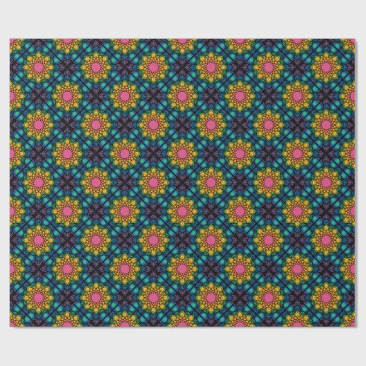 Rainbow Floral Fountain Mandala Diamond Tile Geschenkpapier (Flach)