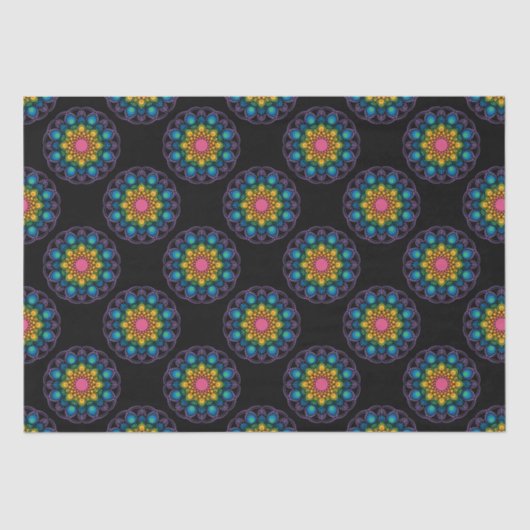 Rainbow Floral Fountain Mandala Polka Dots Seidenpapier (Vorderseite)