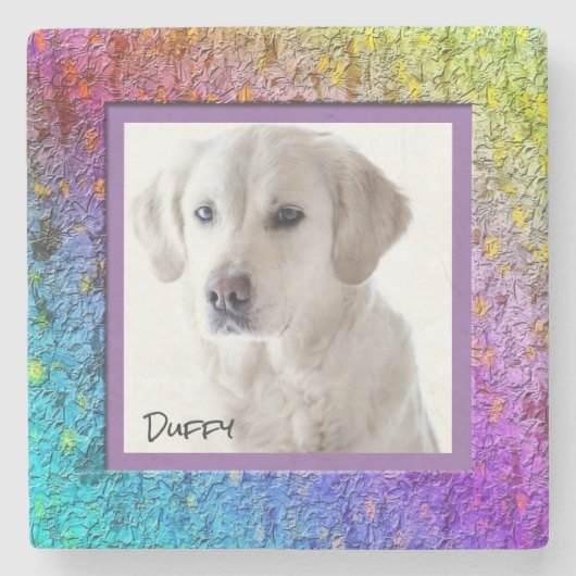 [Rainbow Floral Frame] Abstrakt Steinuntersetzer (Vorderseite)