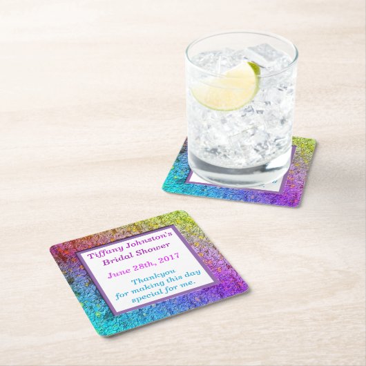 [Rainbow Floral Frame] Abstrakte Blume Rechteckiger Pappuntersetzer (Vor Ort)