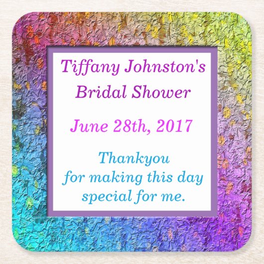 [Rainbow Floral Frame] Abstrakte Blume Rechteckiger Pappuntersetzer (Vorderseite)