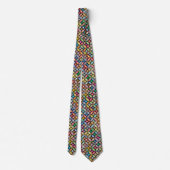 Rainbow Floral Geometric Pattern Stilvolle Moderne Krawatte (Rückseite)