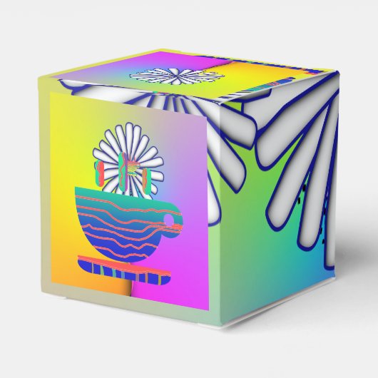 Rainbow Floral Gift Square Geschenkschachtel (Rückseite)