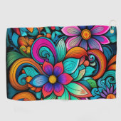 Rainbow Floral Golf Handtuch (Horizontal)