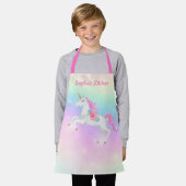 Rainbow Floral Magical Unicorn Personalisiert Schürze (Getragen)