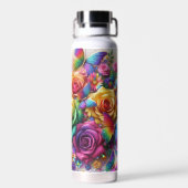 Rainbow Floral mit Schmetterlingen Trinkflasche (Rückseite)