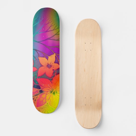 Rainbow Floral Skateboard (Vorderseite)