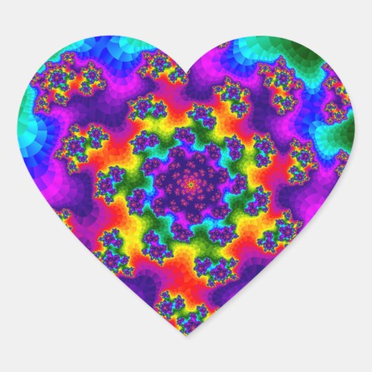 Rainbow Floral Sprinkles Herz-Aufkleber (Vorderseite)