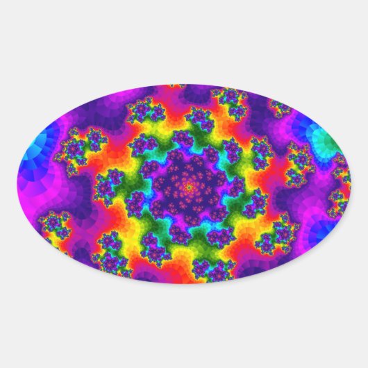 Rainbow Floral Sprinkles Ovaler Aufkleber (Vorderseite)