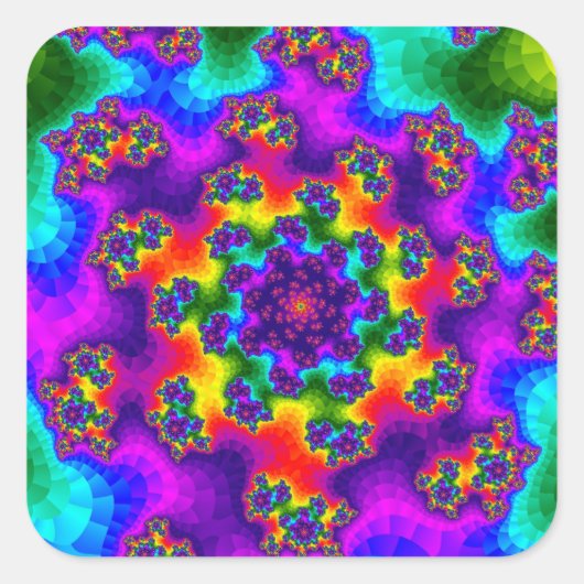 Rainbow Floral Sprinkles Quadratischer Aufkleber (Vorderseite)