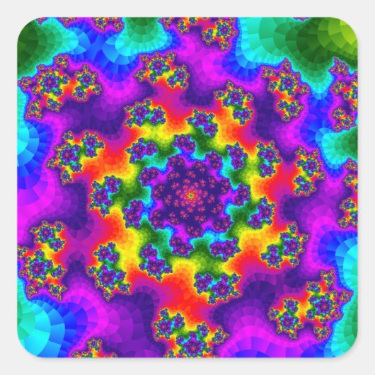 Rainbow Floral Sprinkles Quadratischer Aufkleber (Vorderseite)