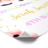 Rainbow Floral Unicorn Geburtstagsparty Begrüßungs Poster (Ecke)