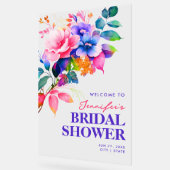 Rainbow Floral Watercolor Brautparty Willkommen Acrylschild (Winkel)