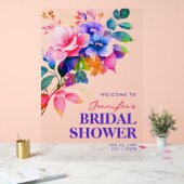 Rainbow Floral Watercolor Brautparty Willkommen Acrylschild (Hochzeit)